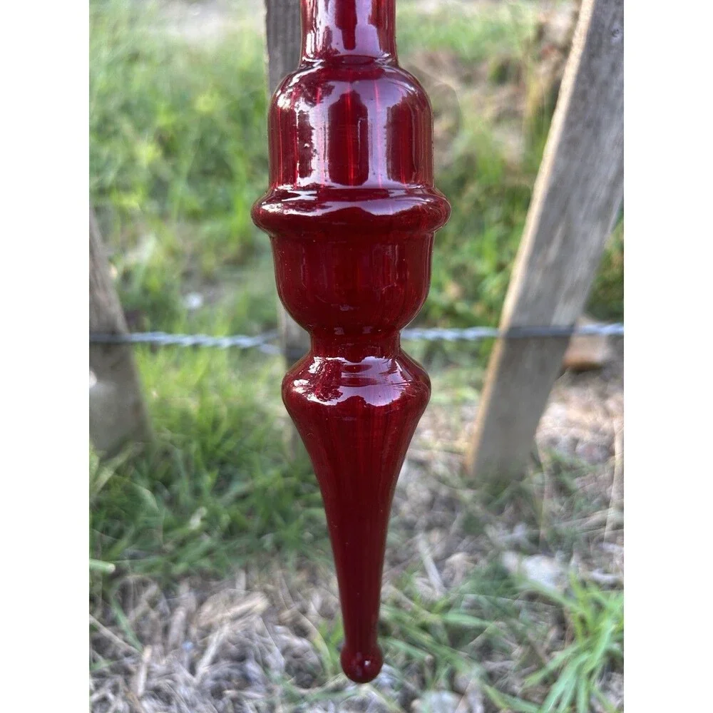 Red Twisted Spire Holiday Christmas Tree Glass Ornament 12
